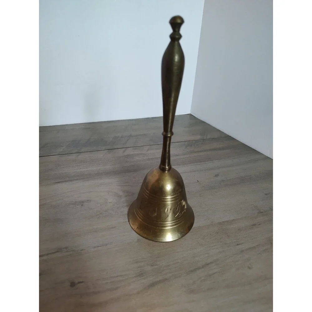 Brass Hand Bell w/ Handle & Clapper, 7.5 in Tall